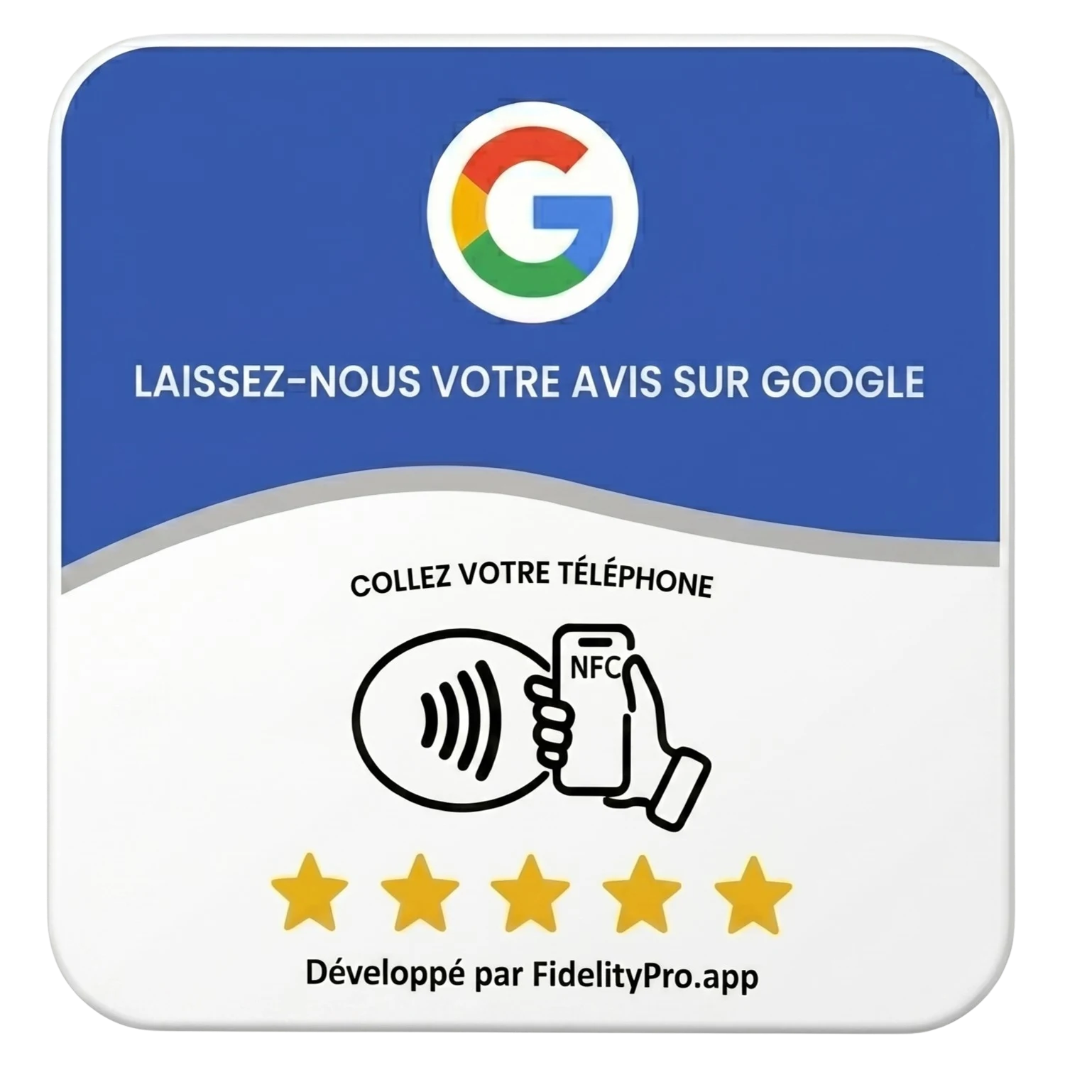Plaque Avis Google NFC Bleue